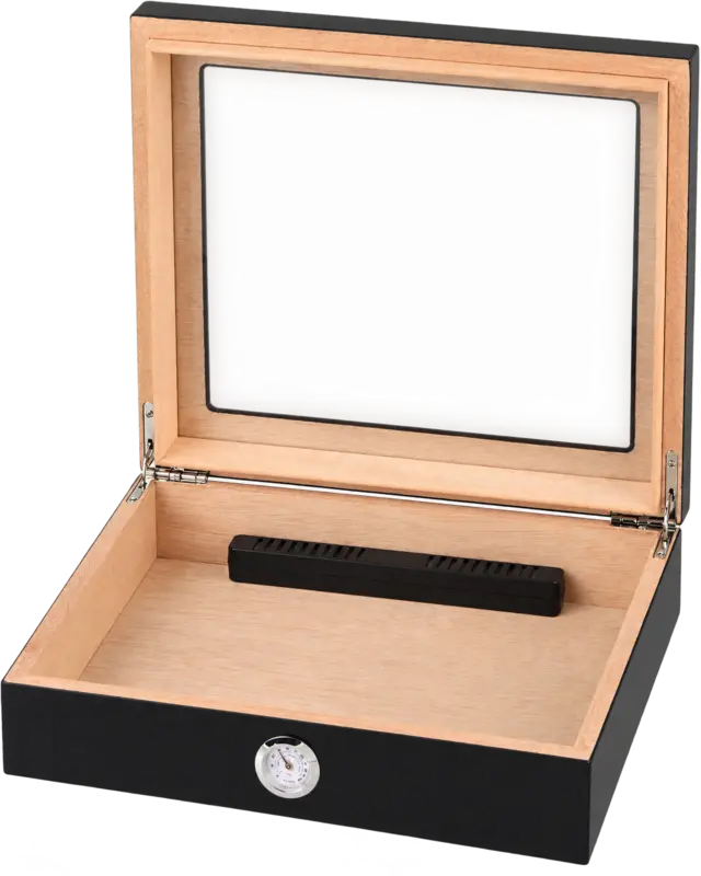 Humidor schwarz matt Glasdeckel – für ca. 20 Zigarren – Bild 2