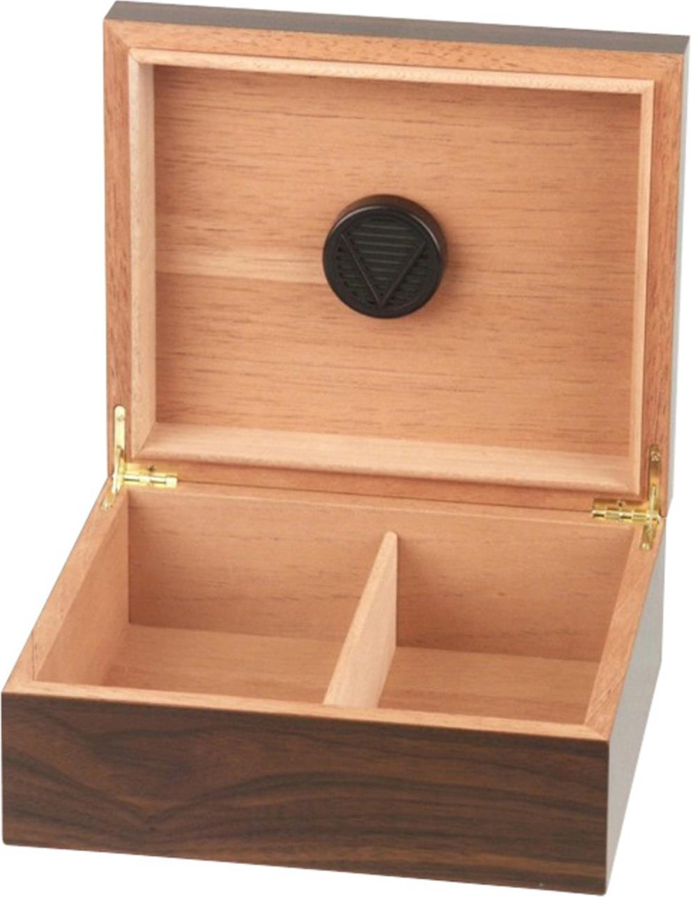 Humidor Walnut Dekor dunkel für ca. 25 Zigarren H11 x B26 x T22 cm, mit AP-Humidifier und Trennleiste – Bild 2